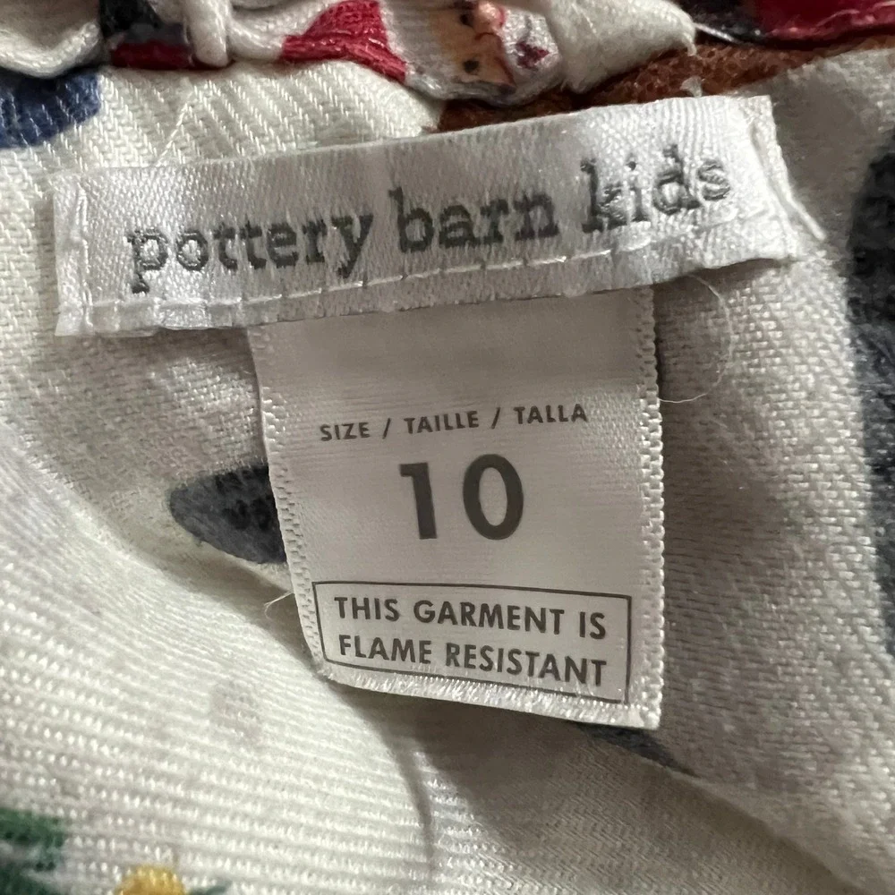 Pottery Barn Kids Christmas Nightgown Size 10 Santa Reindeer Tree Holiday Pajama